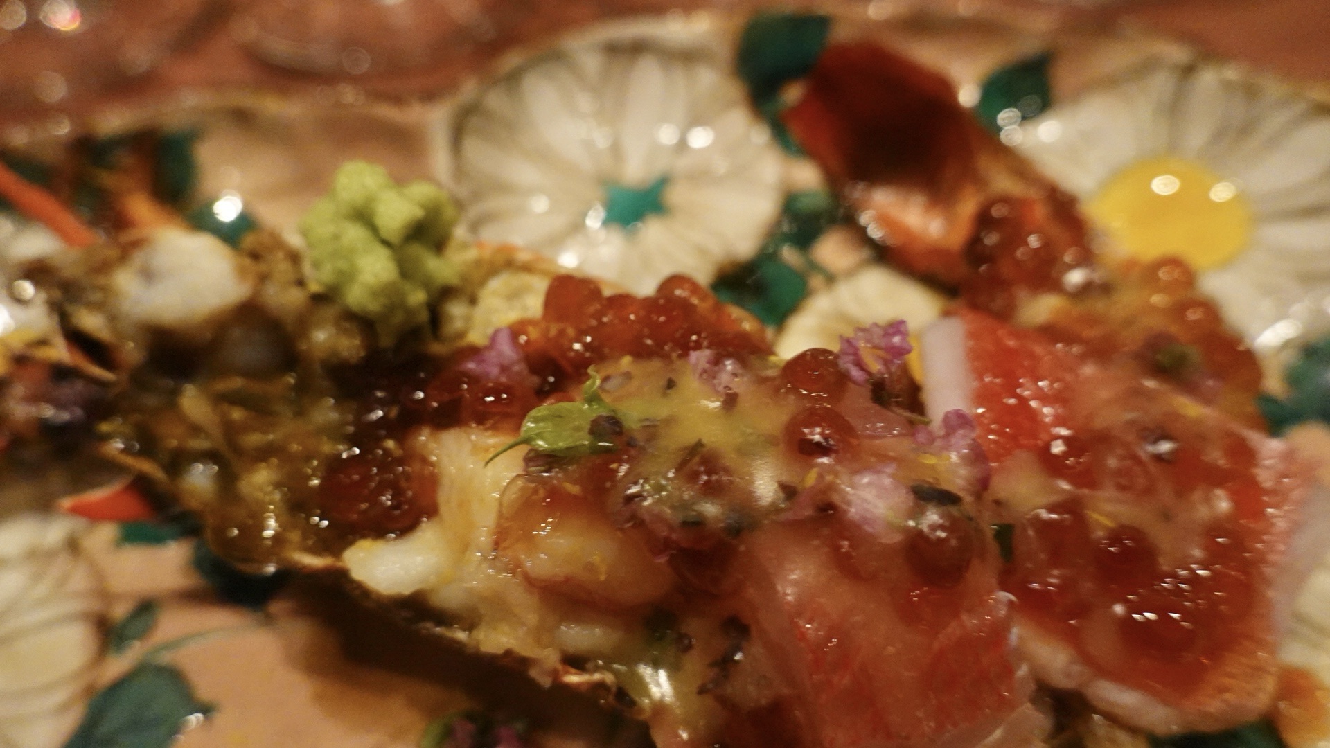 フレンチ和食の新感覚スペシャルワイン会 おぶね 炙り伊勢海老酒煎り いくらの正油漬 ボルディアエルグバター 振り柚子 花穂 品川イッコー