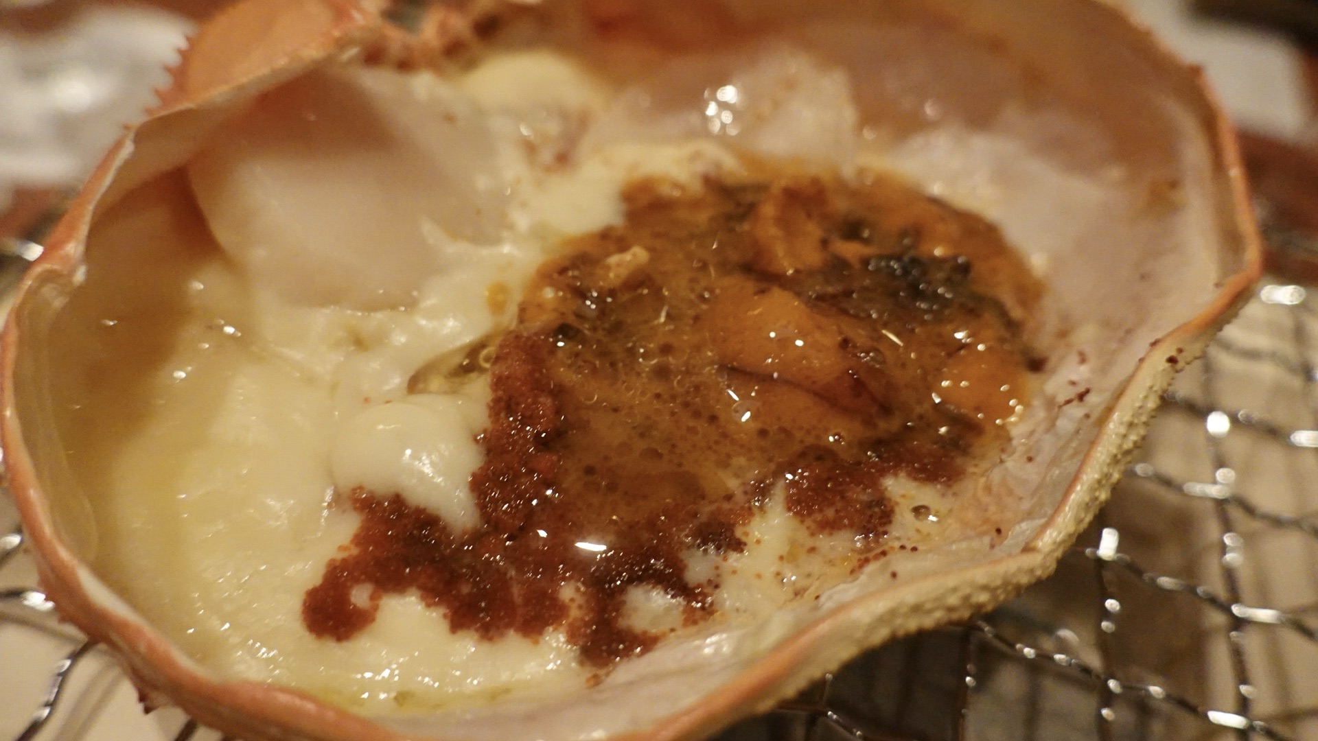 フレンチ和食の新感覚スペシャルワイン会 おぶね 蟹の甲羅焼 蟹身と帆立のフリカッセ 味変:バフン雲丹と黒トリュフ 品川イッコー