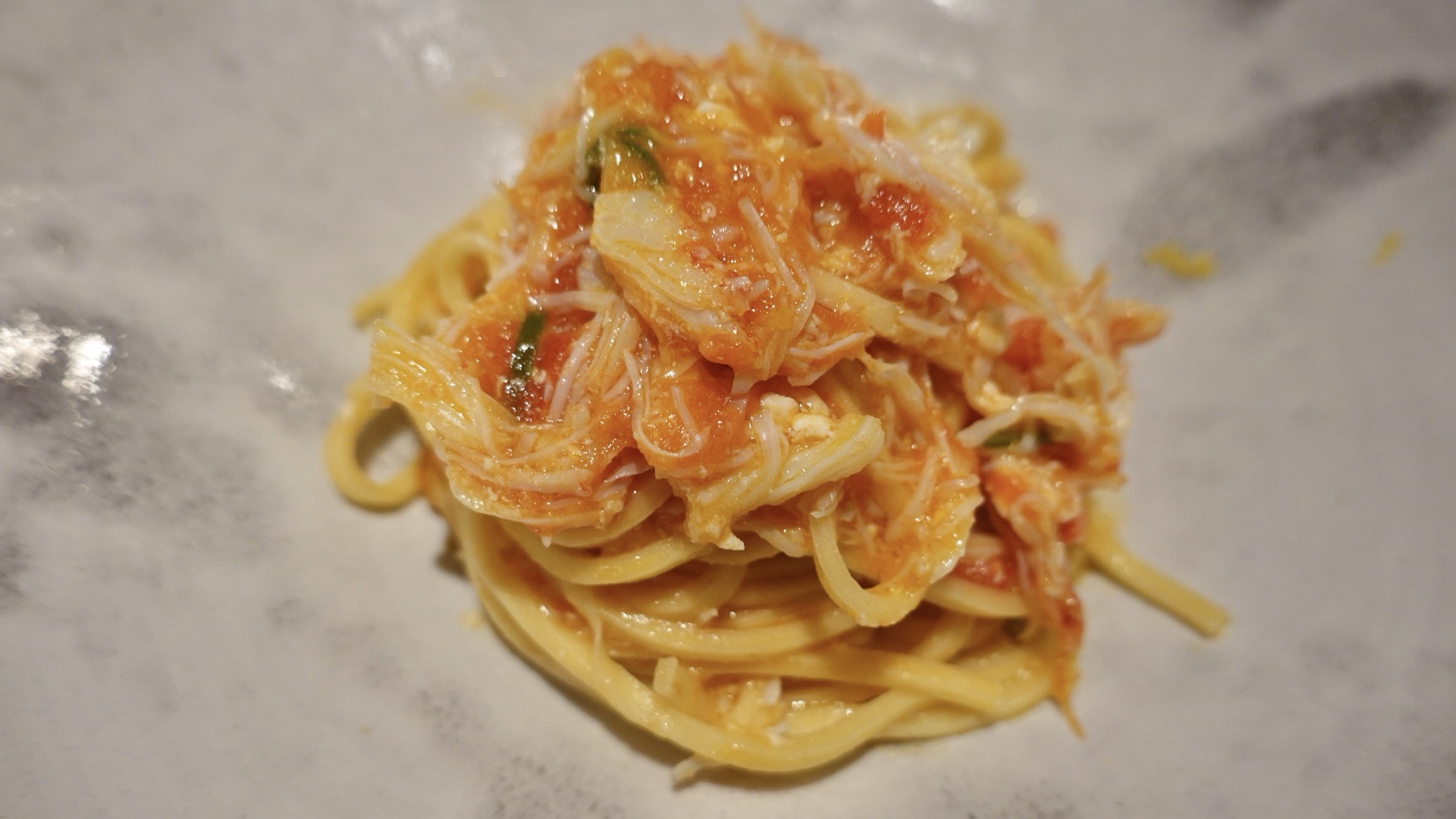 木場 commedia 毛ガニのパスタ