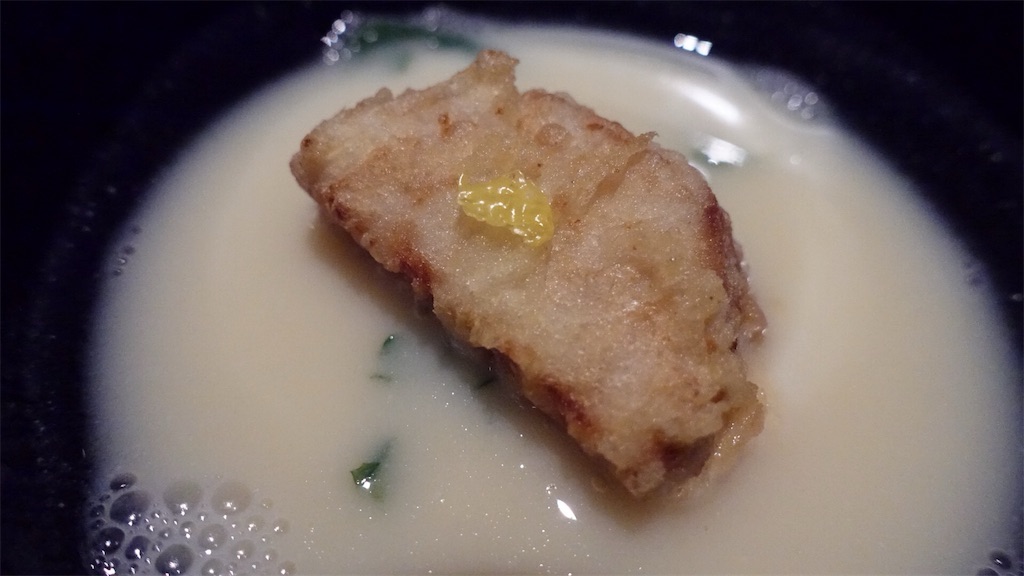 外苑前 天ぷら 元吉 海老芋と白味噌のお椀