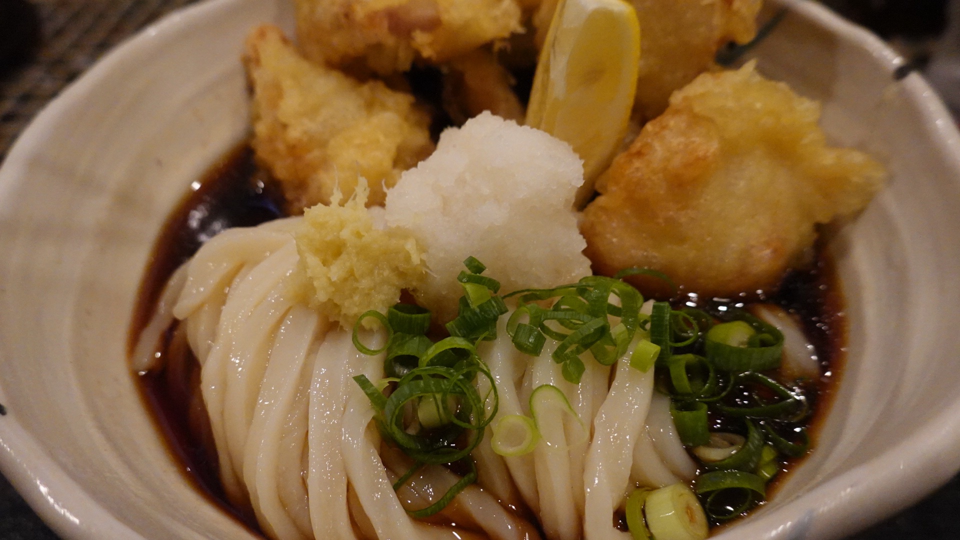 中津 たけうちうどん店 とり天ぶっかけ