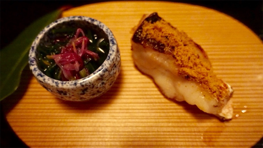 赤坂 赤坂 きた福 甘鯛のからすみ焼きと菊菜のおひたし