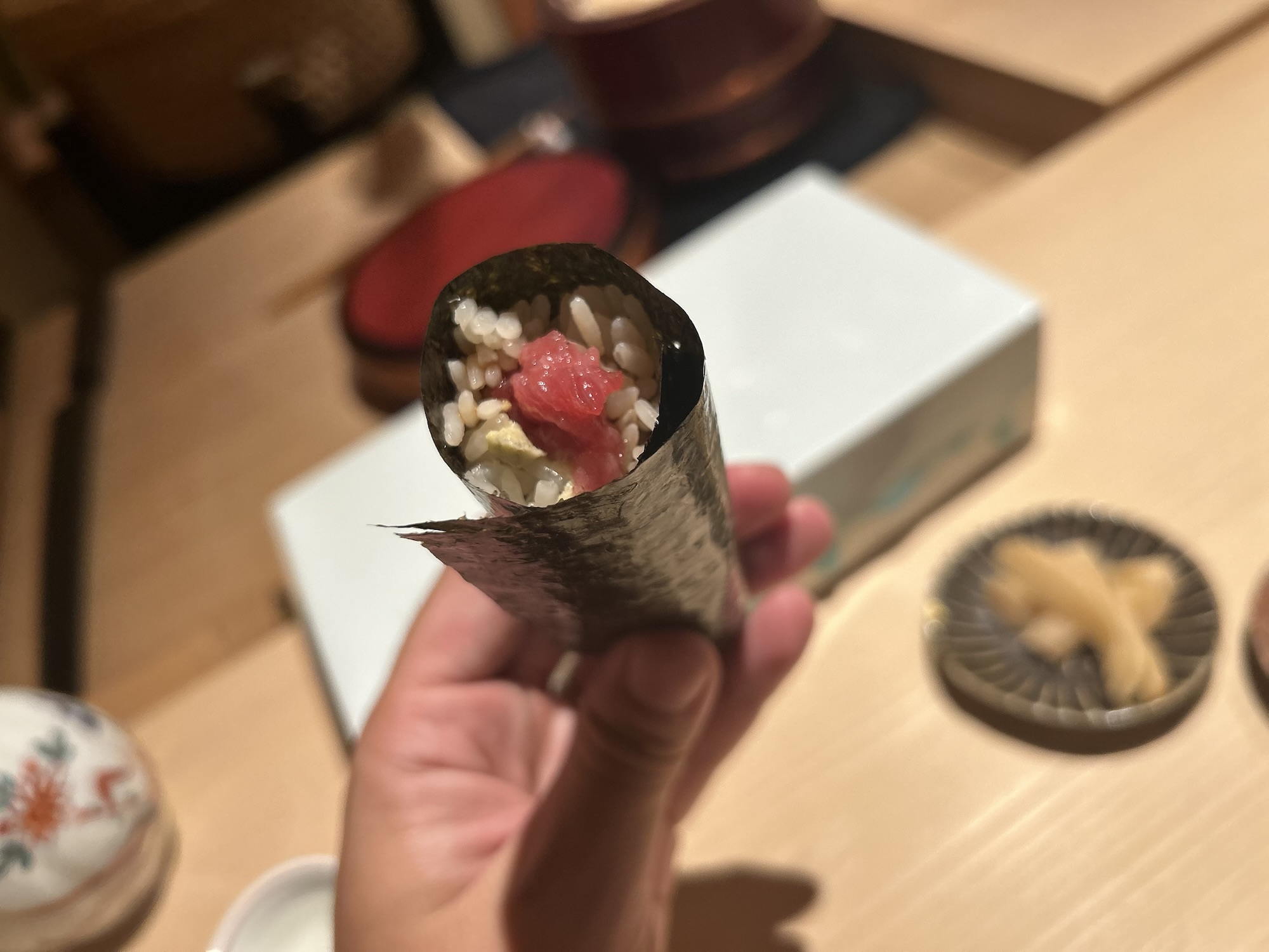 銀座 鮨 門わき マグロの手巻き