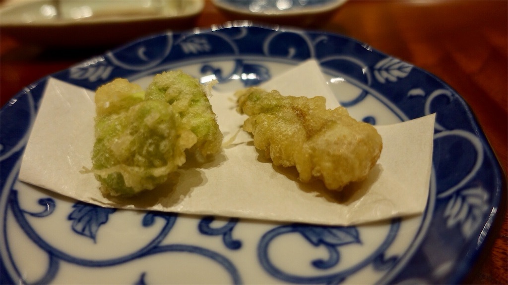 銀座 すし 誠 そら豆とタラの芽の天ぷら