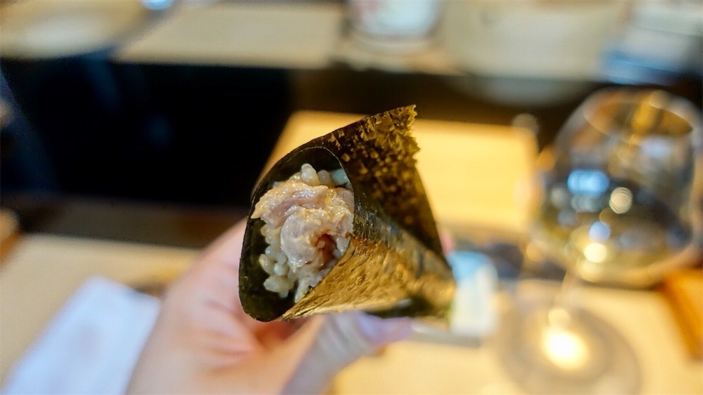 富山 鮨人 カワハギの手巻き