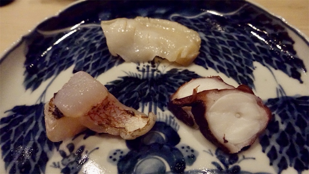 f:id:ikkoshinagawa:20180910212837j:image 北新地 鮨 ほしやま つぶ貝 蛸 甘鯛