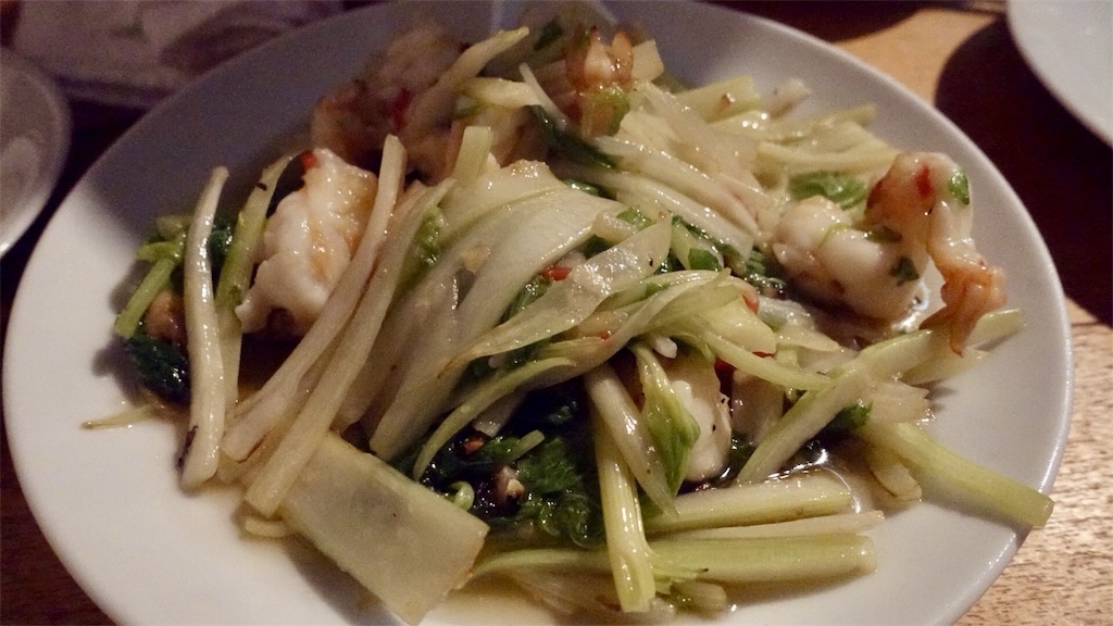 明治神宮前 東坡 海老とセロリの炒めもの