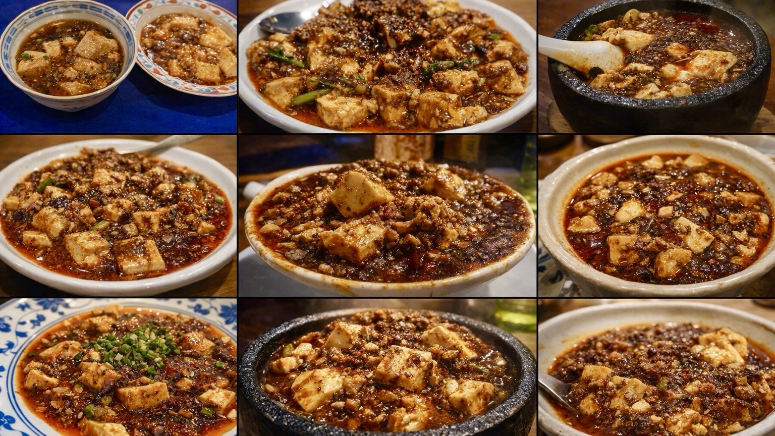 都内の麻婆豆腐名店をまとめた3×3コラージュ画像