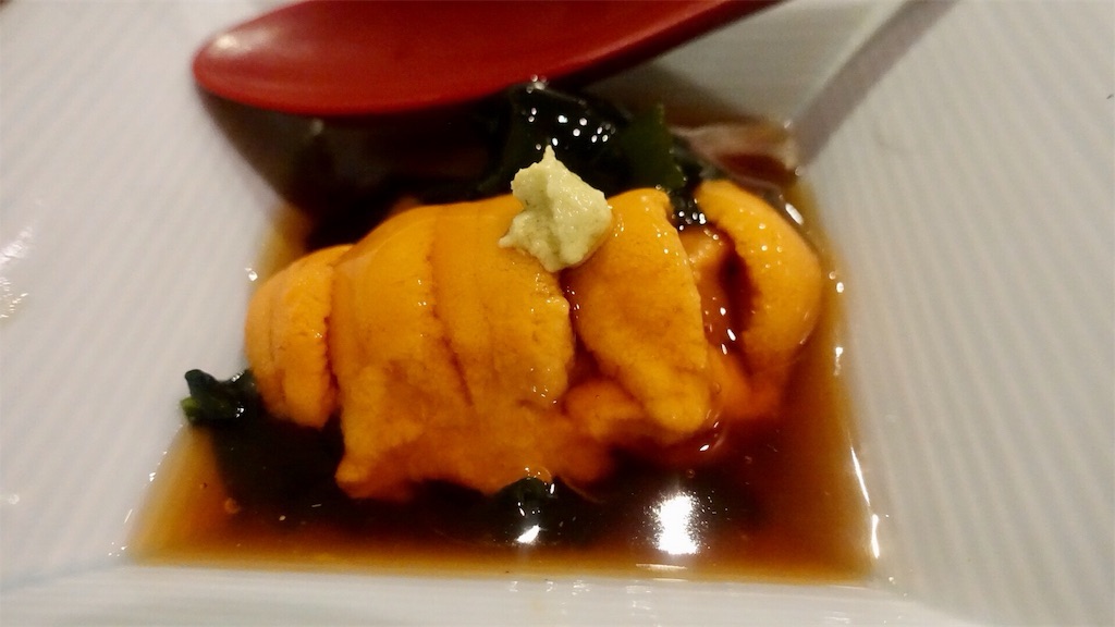 日吉町 鮨 かんざき 雲丹と温泉玉子と餡かけ