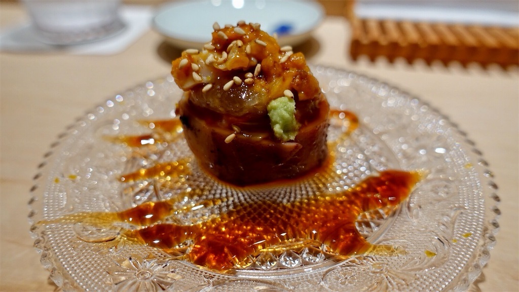 札幌 鮨 一幸 子持ちヤリイカの雲丹詰め