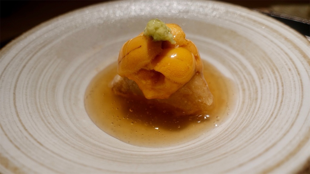 四谷三丁目 車力門 海老芋の雲丹餡かけ