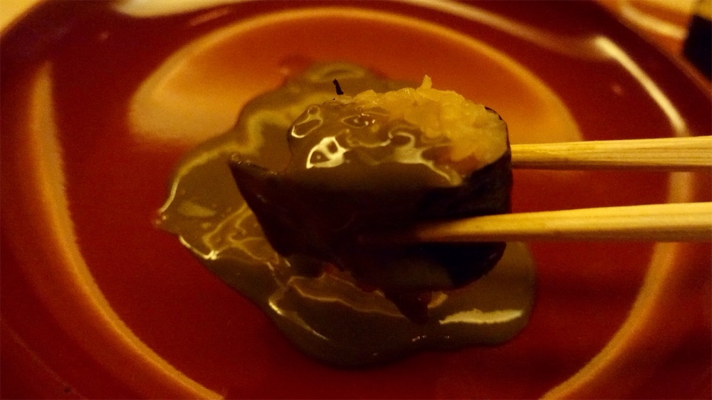 神戸市 鮨 生粋 いぶりがっこの細巻き