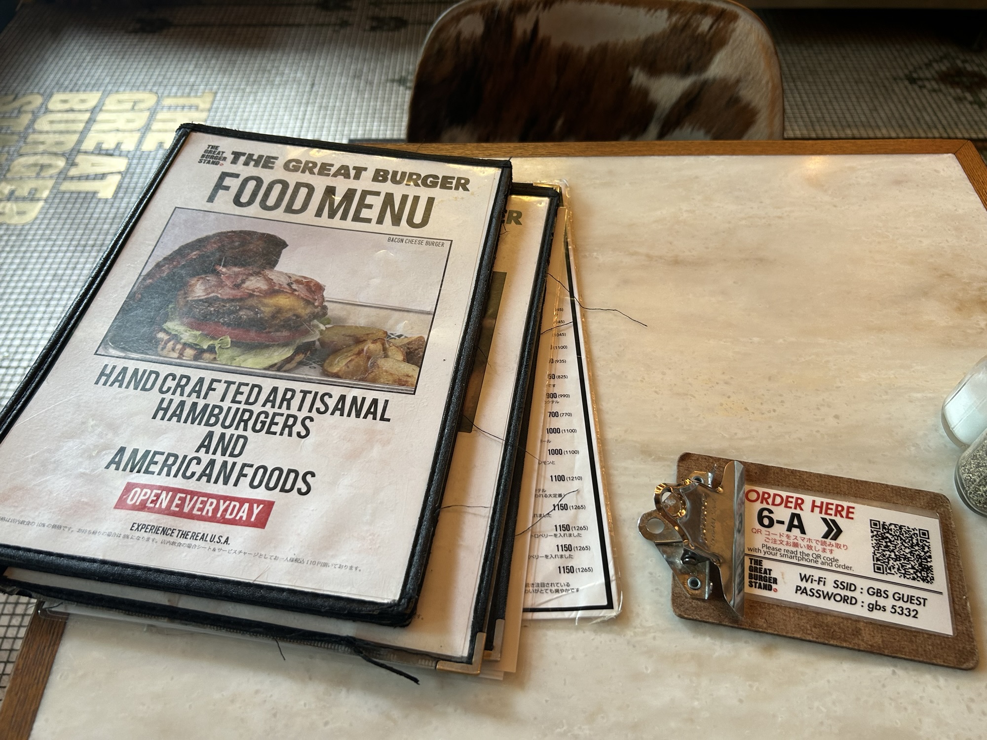 渋谷 THE GREAT BURGER STAND メニュー