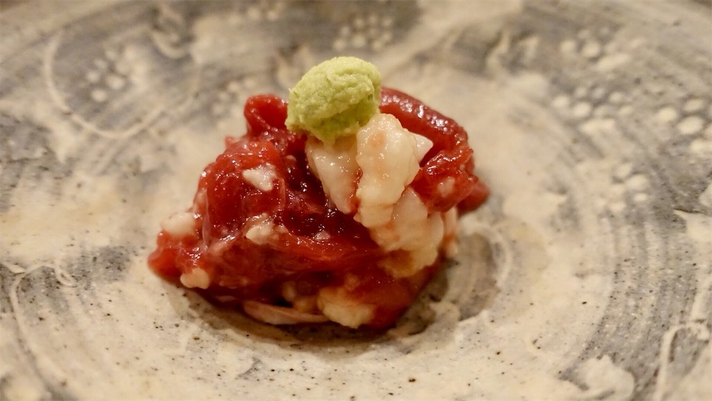 長野市 すし崇 中落ちのたたき山芋和え