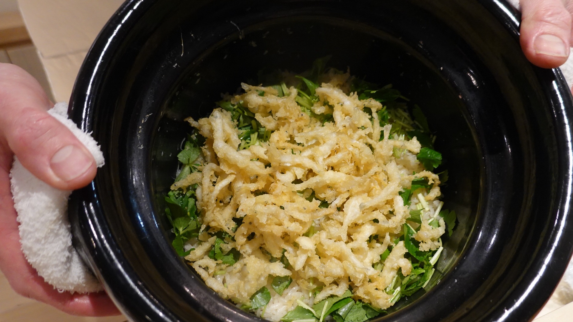人形町 冨田 白魚の天ぷらと三つ葉のご飯