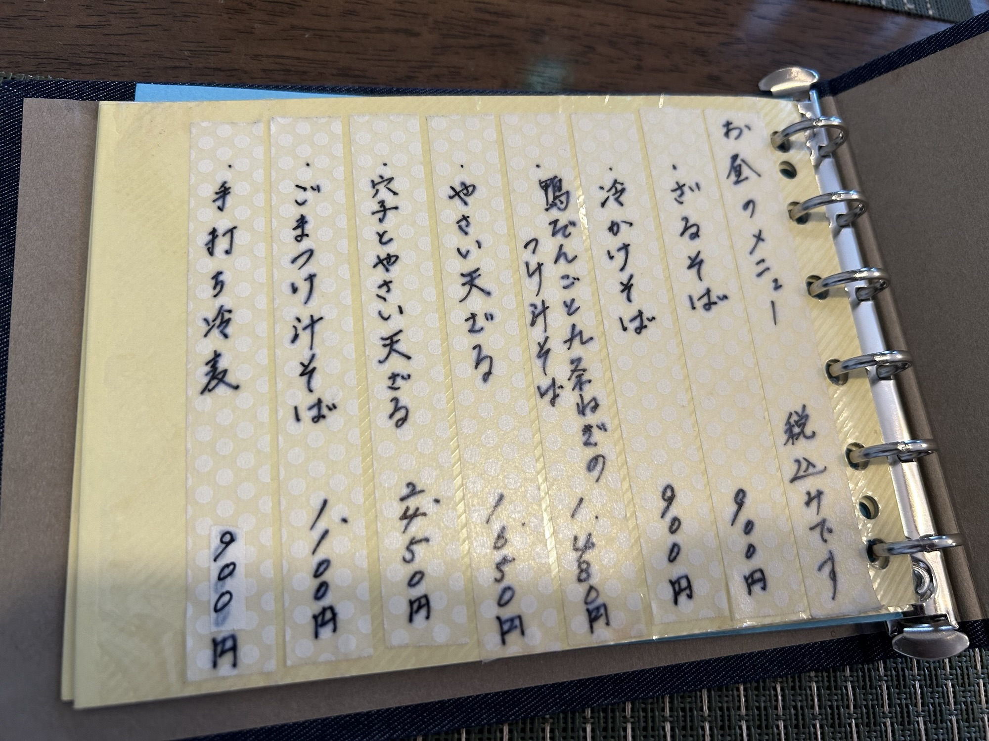 高崎 蕎麦ほしの メニュー