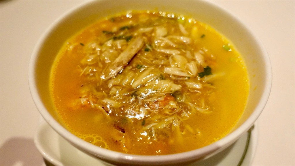 麻布十番 中国飯店 富麗華 上海蟹の蟹出し、蟹肉のつゆ麺