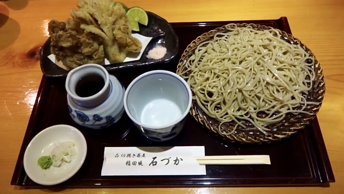 稲田堤 石臼挽き蕎麦 石づか 舞茸の天ぷらせいろ
