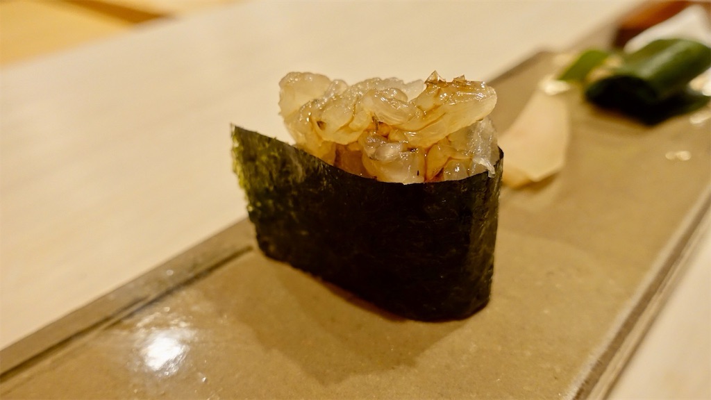 恵比寿 鮨 来主 生の車海老とイバラ蟹のうちこ