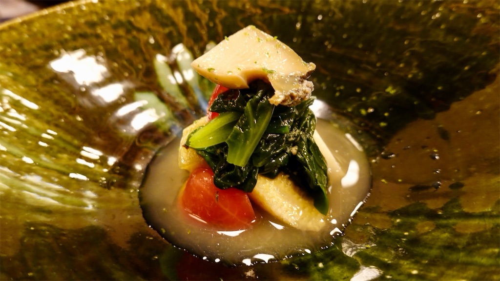 銀座 銀座 四代目 高橋屋 銀座店 蒸し鮑と夏野菜の和え物