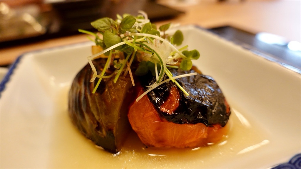 銀座 銀座 四代目 高橋屋 銀座店 賀茂茄子・トマトの焼きびたし