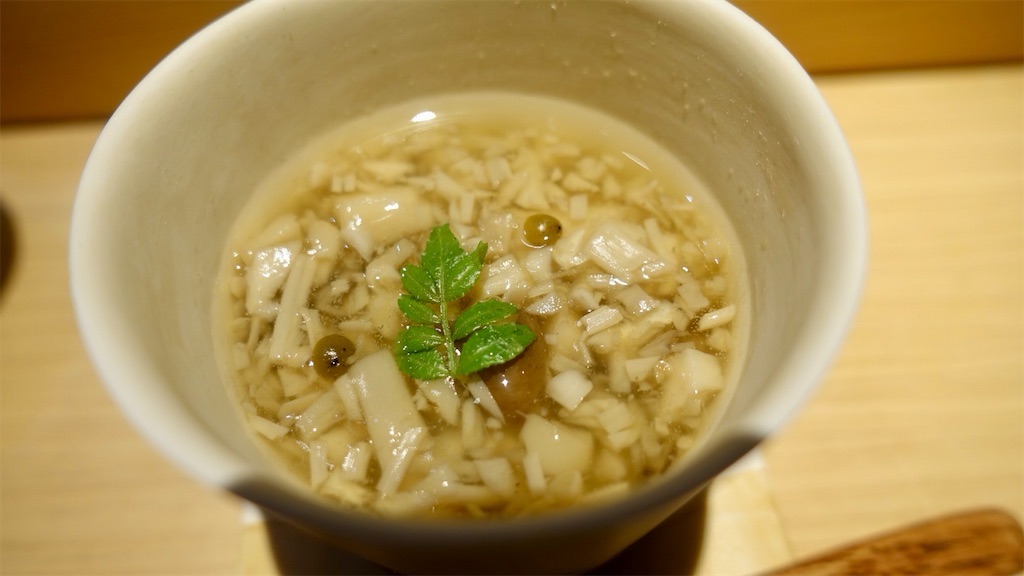 宇都宮市 鮨 一凛 ネギとキノコの茶碗蒸し