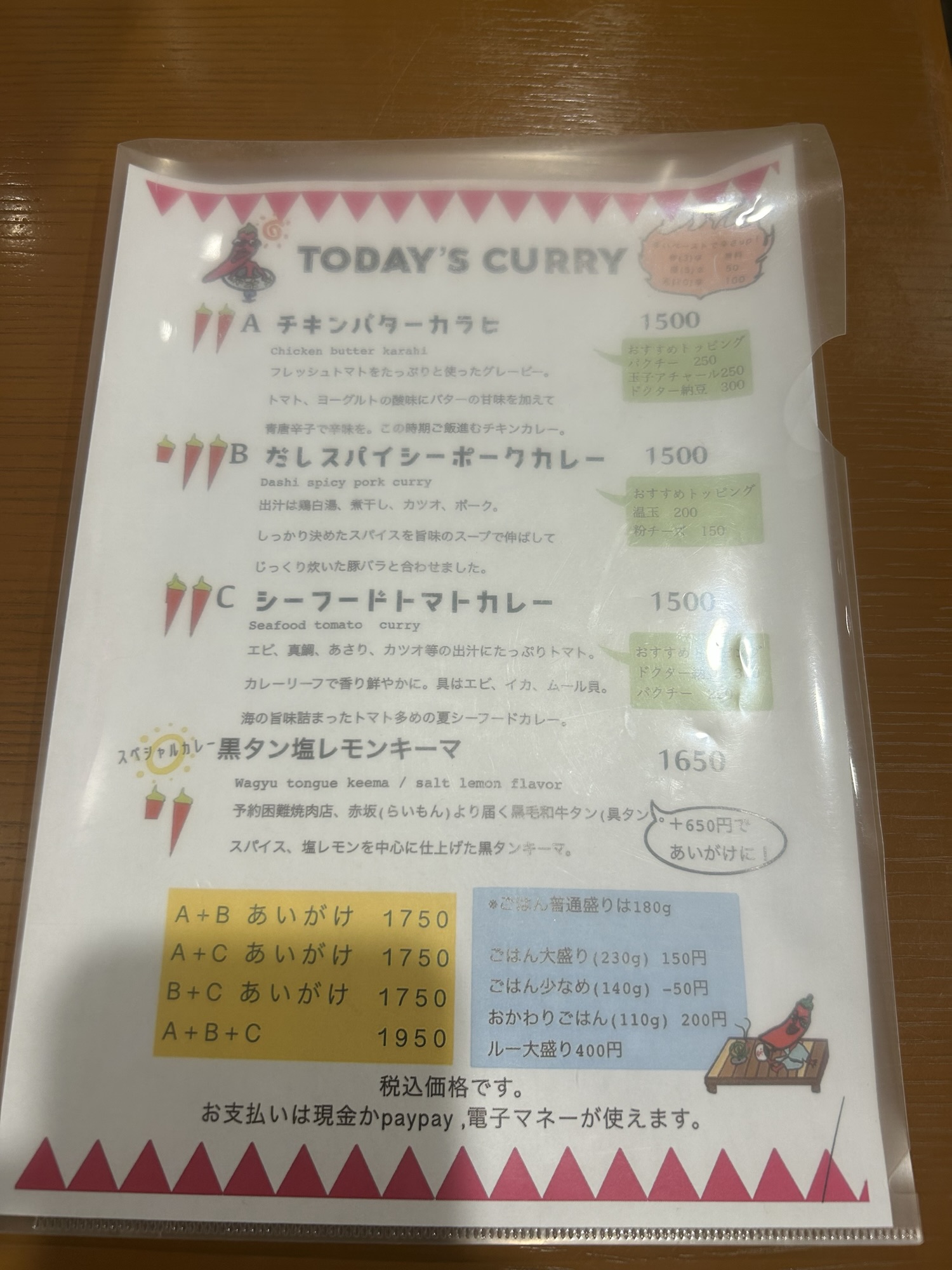 目黒 SPICECURRY KERAKU メニュー