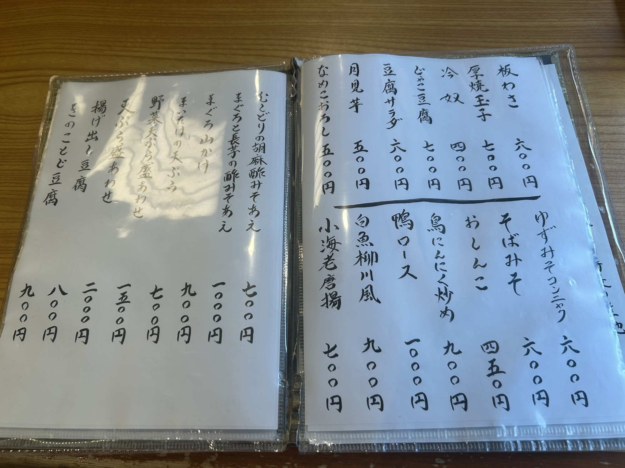 渋谷 福田屋 メニュー