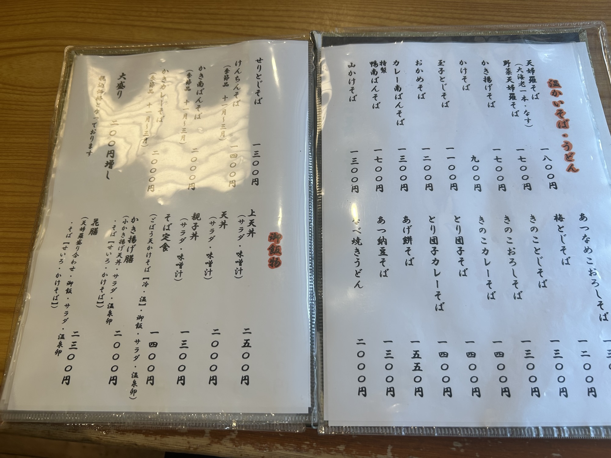 渋谷 福田屋 メニュー