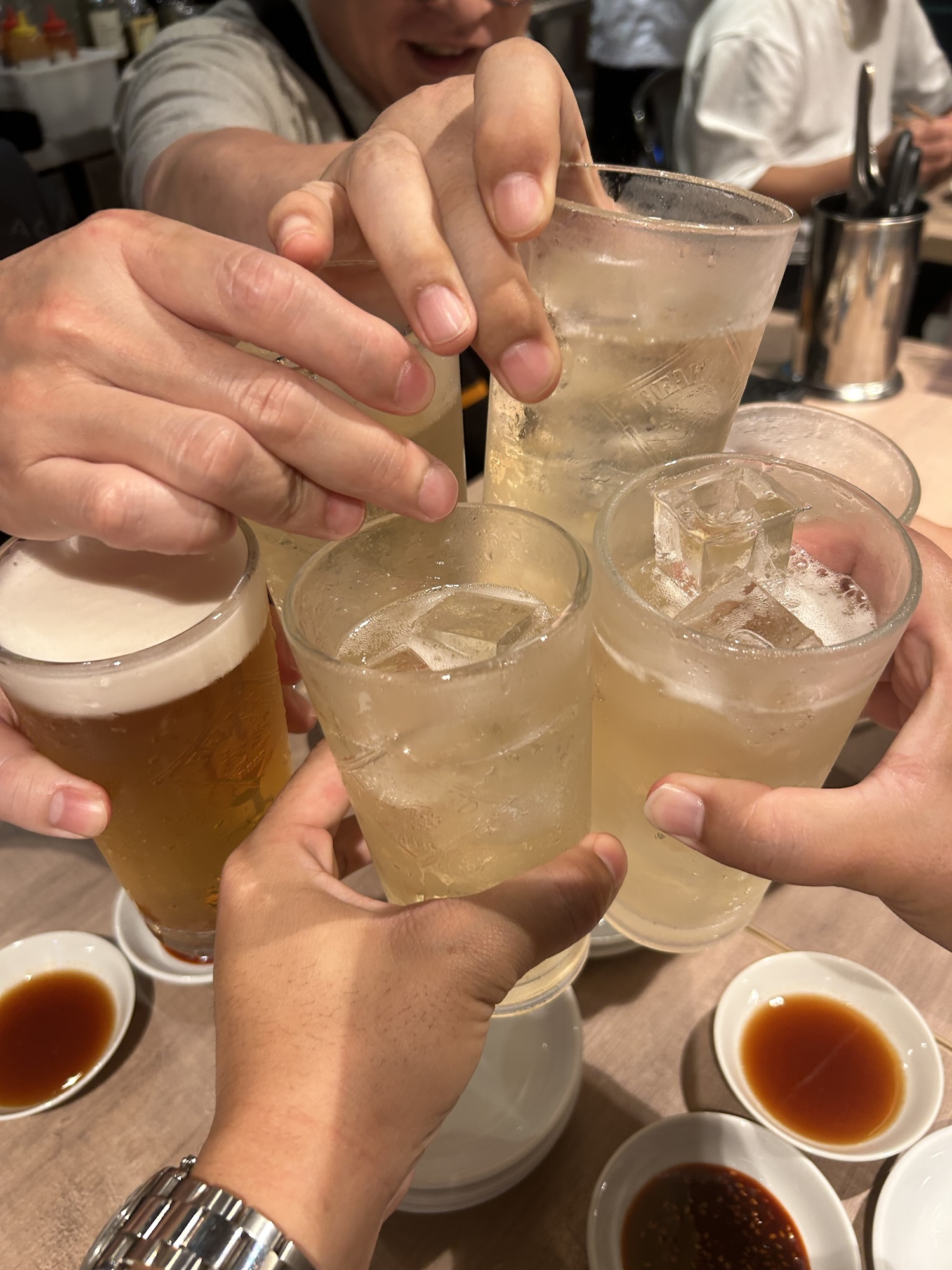 都立大学 炭火焼肉かんちゃん。 乾杯